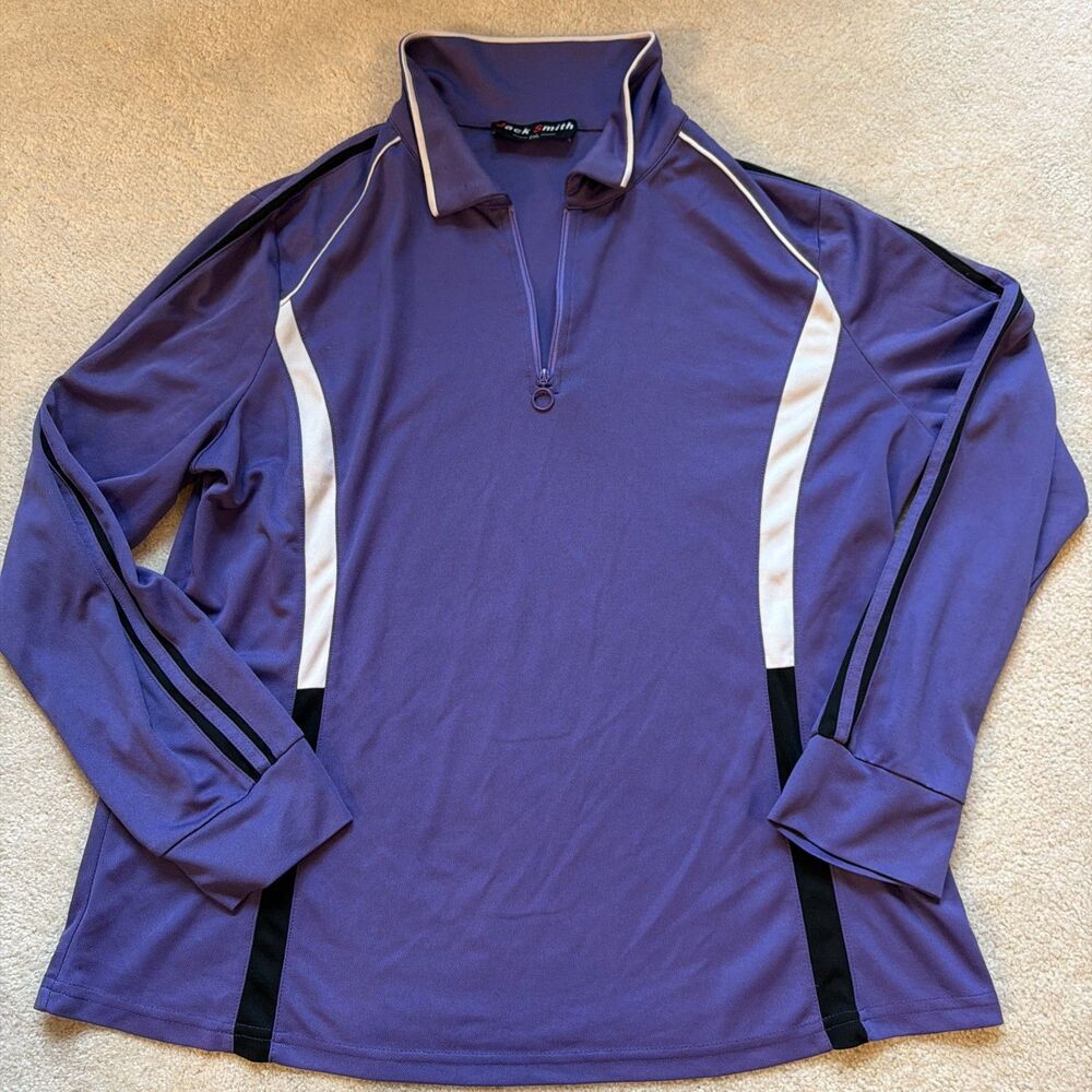 Jack Smith Womans 2XL Purple Athletic Tennis Long Polo Shirt Preppy Wicking